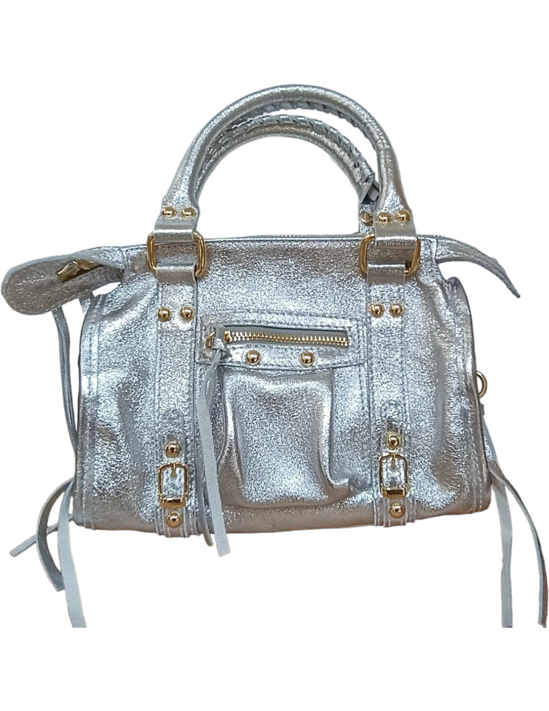 Mini Bolso metalizado de piel 3895108 plata