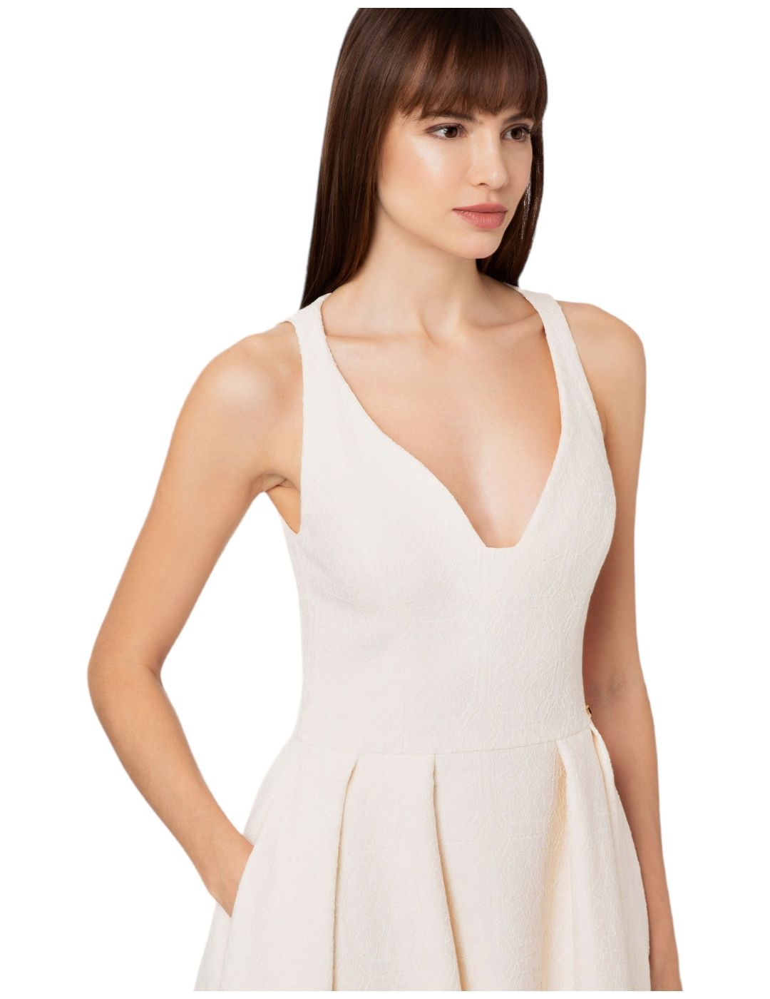 Vestido Elisabetta Encaje Tirantes Crudo