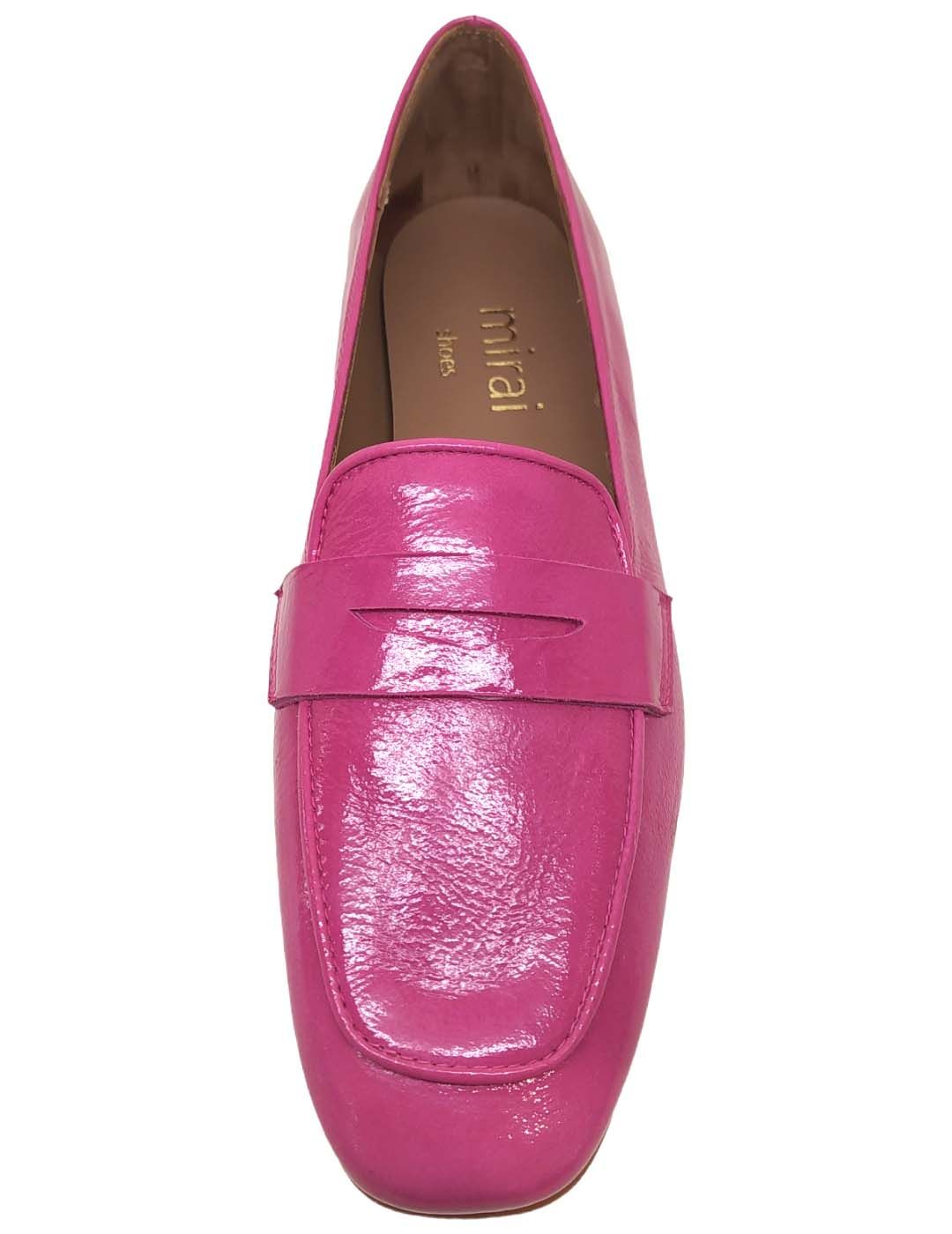 Zapato mocasín 4087 celeste y rosa